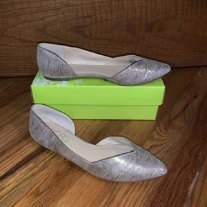 BCBG Paris Metallic D’Orsay Flats Sz 9.5